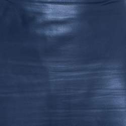 The Row Navy Blue Leather Zip Detail Short Skirt M