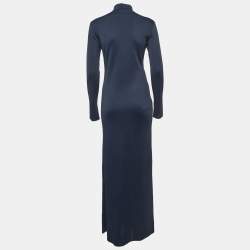 The Row Navy Blue Knit Turtleneck Alicho Maxi Dress XS