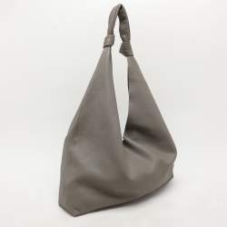 The Row Grey Leather Bindle Knot Hobo
