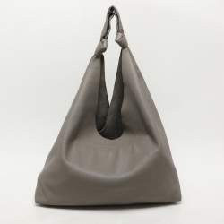 The Row Grey Leather Bindle Knot Hobo