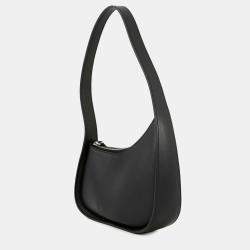 Pre Owned The Row Half Moon Shoulder Bag Black Leather