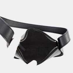 Pre Owned The Row Half Moon Shoulder Bag Black Leather