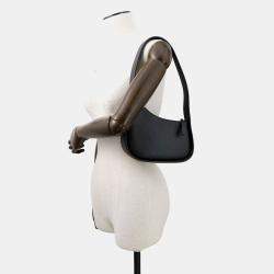 Pre Owned The Row Half Moon Shoulder Bag Black Leather