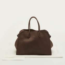 Pre Owned حقيبة ساتشل جلد محبب غير لامع بني زيتوني ذا رو سوفت مارجو 15