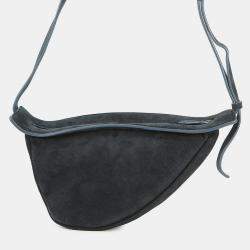Pre Owned The Row Slouchy Banana Shoulder Bag Navy Suede Size Small