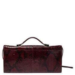 The Row Black/Brown Python Classic Baguette Clutch