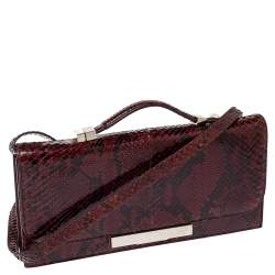 The Row Black/Brown Python Classic Baguette Clutch