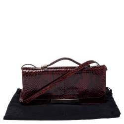 The Row Black/Brown Python Classic Baguette Clutch