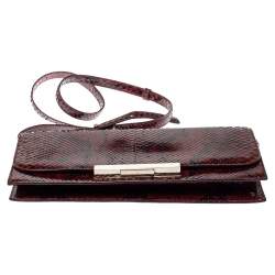 The Row Black/Brown Python Classic Baguette Clutch