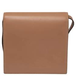 Pre Owned The Row Beige Leather Classic Flap Crossbody Bag