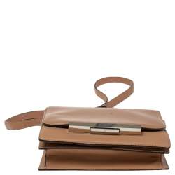 Pre Owned The Row Beige Leather Classic Flap Crossbody Bag