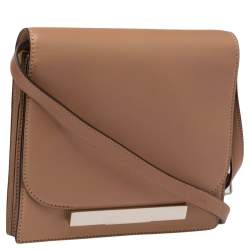 Pre Owned The Row Beige Leather Classic Flap Crossbody Bag
