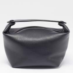 Pre Owned The Row Black Leather Les Bains Clutch Bag