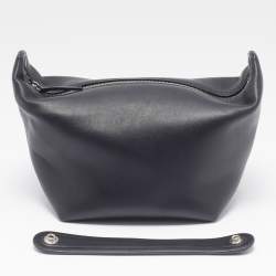 Pre Owned The Row Black Leather Les Bains Clutch Bag