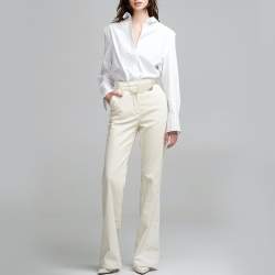 The Row Ivory Leather Horizontal Belt Bag