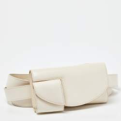 The Row Ivory Leather Horizontal Belt Bag