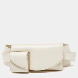The Row Ivory Leather Horizontal Belt Bag