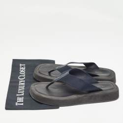 The Row Black Leather and Fabric Thong Sandals Size 39