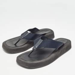 The Row Black Leather and Fabric Thong Sandals Size 39