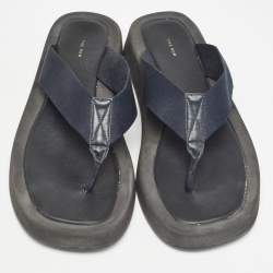 The Row Black Leather and Fabric Thong Sandals Size 39