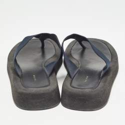 The Row Black Leather and Fabric Thong Sandals Size 39