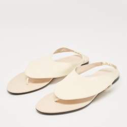 The Row Cream Leather Slingback Sandals Size 37