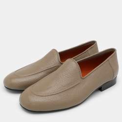The Row Grey Leather Slip On Loafers Size 35.5