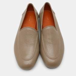 The Row Grey Leather Slip On Loafers Size 35.5