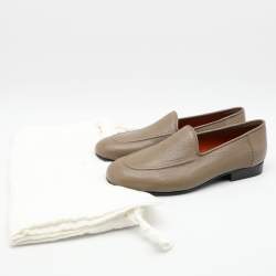 The Row Grey Leather Slip On Loafers Size 35.5