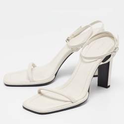 The Row White Leather Ankle Strap Sandals Size 40