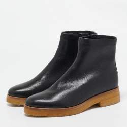 The Row Black Leather Boris Ankle Length Boots Size 39