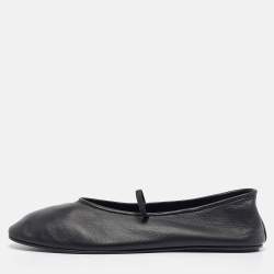 The Row Black Leather Elastic Ballet Flats Size 40.5