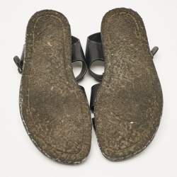 Pre Owned The Row Black Leather Ankle Strap Sandals Size 37.5