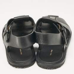 Pre Owned The Row Black Leather Ankle Strap Sandals Size 37.5