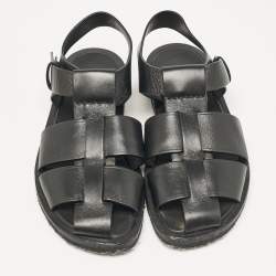 Pre Owned The Row Black Leather Ankle Strap Sandals Size 37.5