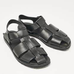 Pre Owned The Row Black Leather Ankle Strap Sandals Size 37.5