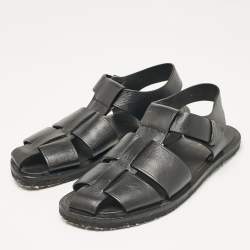 Pre Owned The Row Black Leather Ankle Strap Sandals Size 37.5