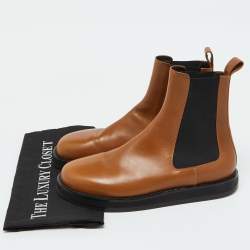 The Row Brown Leather Chelsea Ankle Boots Size 40.5