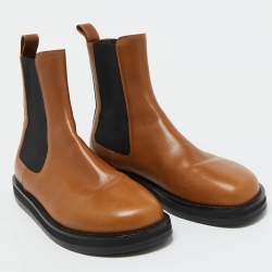 The Row Brown Leather Chelsea Ankle Boots Size 40.5