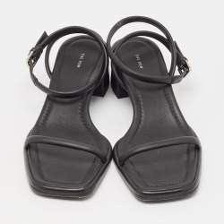 The Row Black Leather Ankle Strap Sandals Size 37