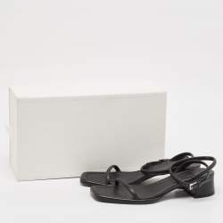 The Row Black Leather Ankle Strap Sandals Size 37