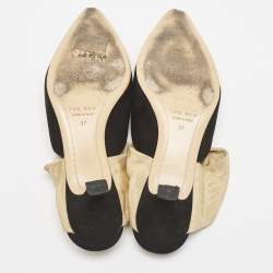 The Row Black/Beige Canvas Coco Heel Mules Size 37