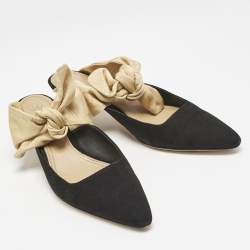 The Row Black/Beige Canvas Coco Heel Mules Size 37