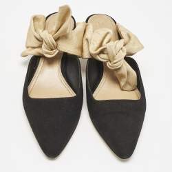 The Row Black/Beige Canvas Coco Heel Mules Size 37