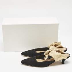 The Row Black/Beige Canvas Coco Heel Mules Size 37