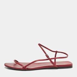 The Row Red Leather Bare Flat Sandals Size 37.5