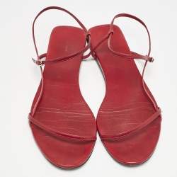 The Row Red Leather Bare Flat Sandals Size 37.5