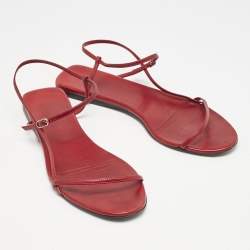 The Row Red Leather Bare Flat Sandals Size 37.5