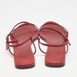 The Row Red Leather Bare Flat Sandals Size 37.5