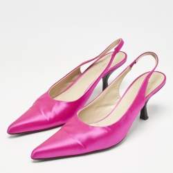 The Row Fuchsia Pink Satin Pointed Toe Slingback Pumps Size 40